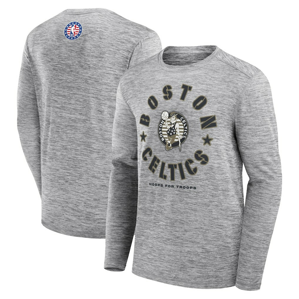Boston Celtics NBA Hoops for Troops Long Sleeve T-Shirt Heather Gray