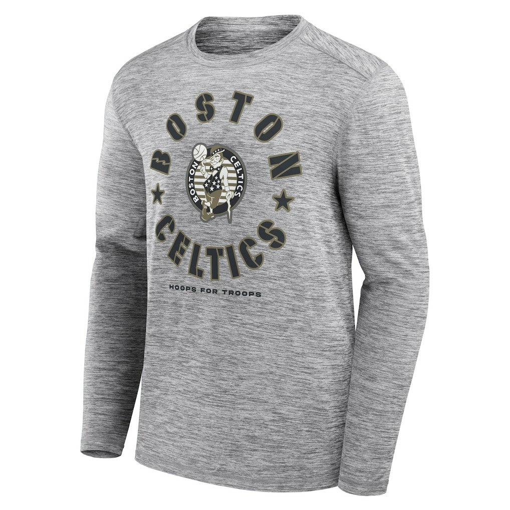 Boston Celtics NBA Hoops for Troops Long Sleeve T-Shirt Heather Gray