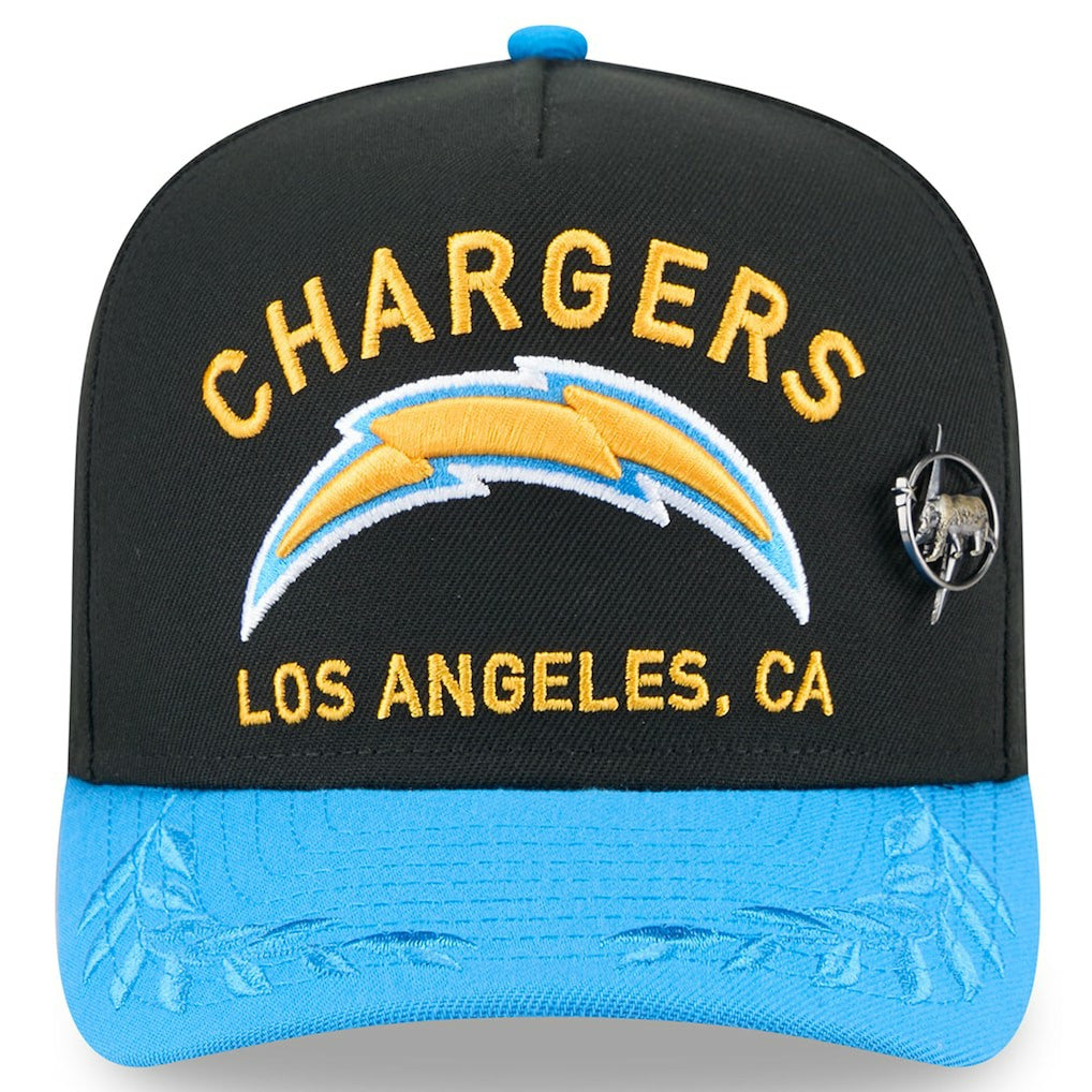 Los Angeles Chargers New Era 2025 NFL Draft On Stage A-Frame 59FIFTY Fitted Hat Black/Powder Blue