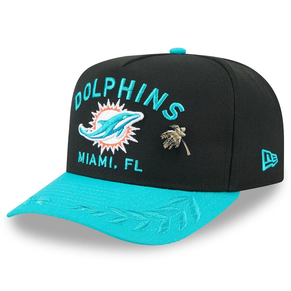 Miami Dolphins New Era 2025 NFL Draft On Stage A-Frame 59FIFTY Fitted Hat Black/Aqua