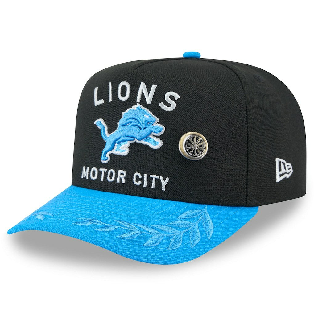 Detroit Lions New Era 2025 NFL Draft On Stage A-Frame 59FIFTY Fitted Hat Black/Blue