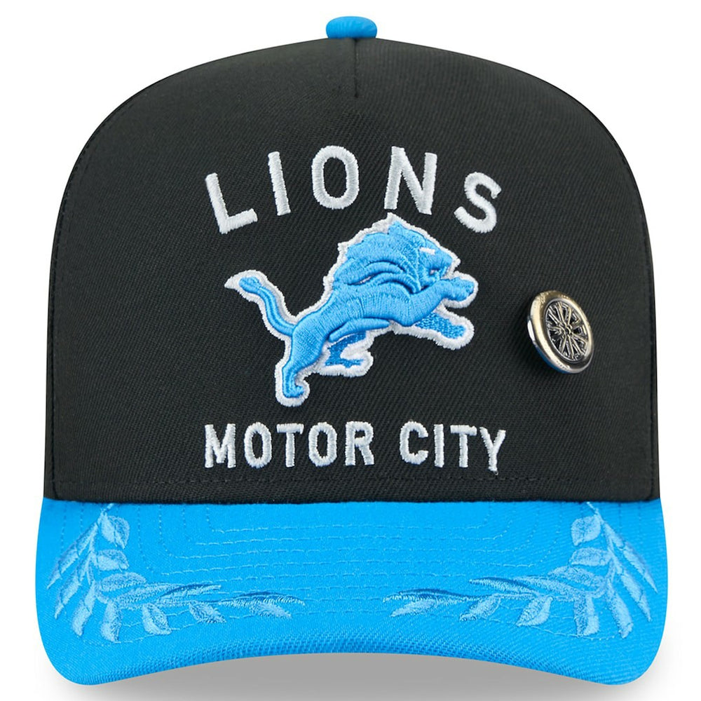 Detroit Lions New Era 2025 NFL Draft On Stage A-Frame 59FIFTY Fitted Hat Black/Blue