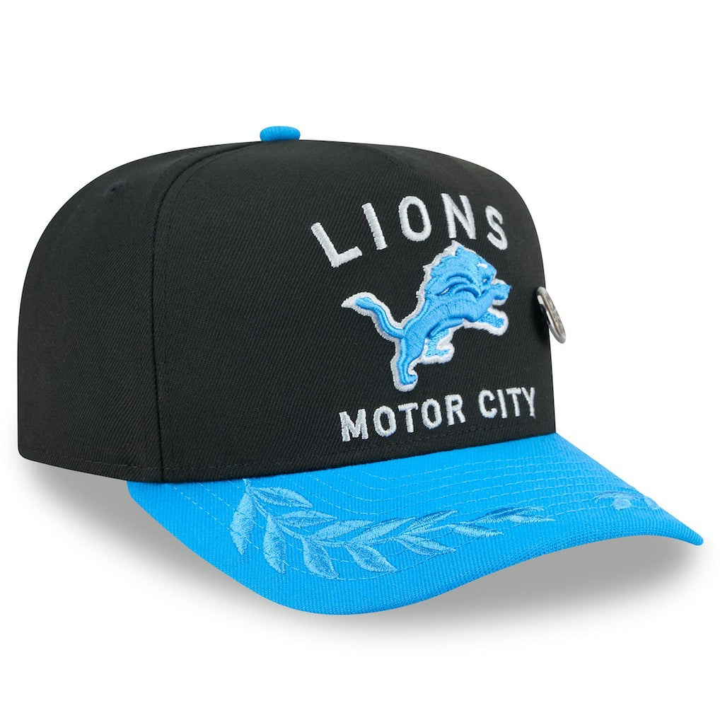 Detroit Lions New Era 2025 NFL Draft On Stage A-Frame 59FIFTY Fitted Hat Black/Blue