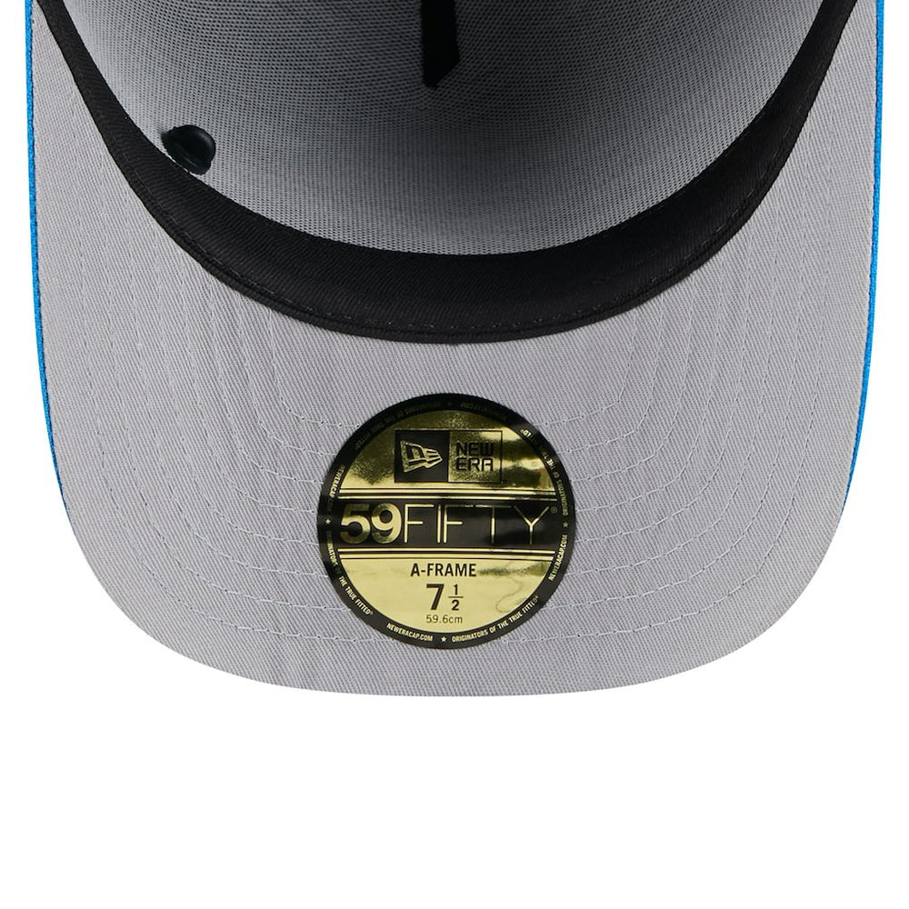 Detroit Lions New Era 2025 NFL Draft On Stage A-Frame 59FIFTY Fitted Hat Black/Blue