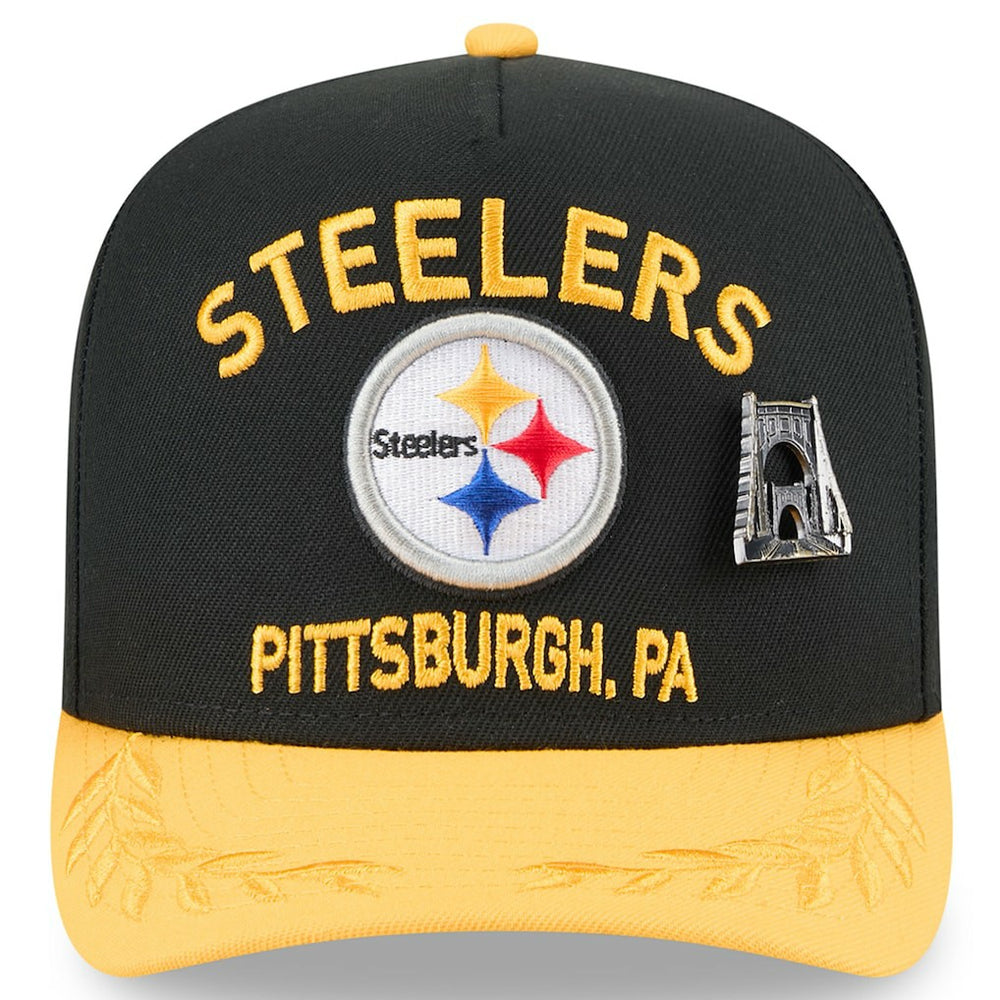 Pittsburgh Steelers New Era 2025 NFL Draft On Stage A-Frame 59FIFTY Fitted Hat Black/Gold