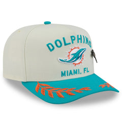 Miami Dolphins New Era 2025 NFL Draft A-Frame 59FIFTY Fitted Hat Cream/Aqua