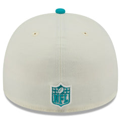 Miami Dolphins New Era 2025 NFL Draft A-Frame 59FIFTY Fitted Hat Cream/Aqua