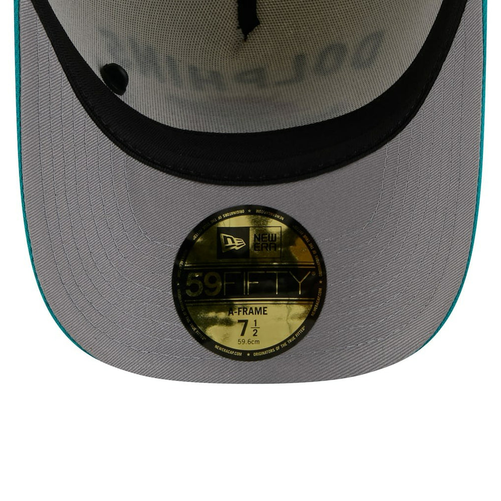 Miami Dolphins New Era 2025 NFL Draft A-Frame 59FIFTY Fitted Hat Cream/Aqua