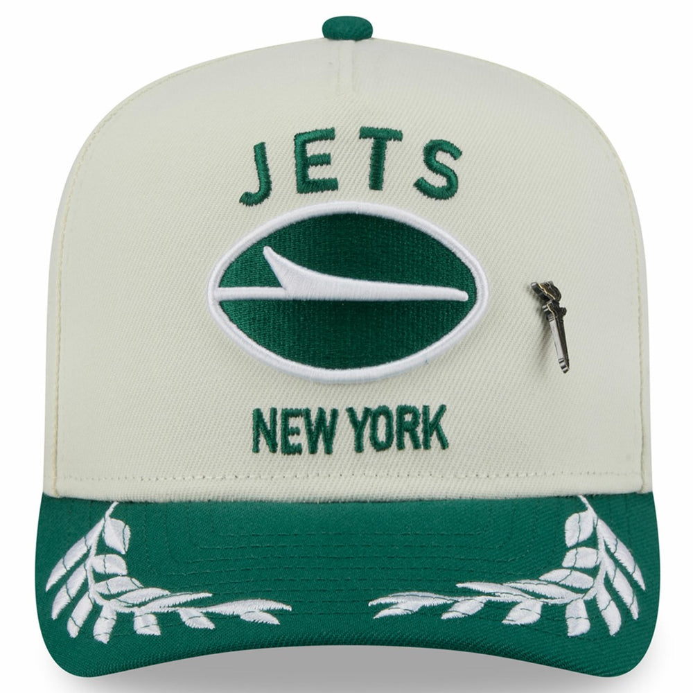 New York Jets New Era 2025 NFL Draft A-Frame 59FIFTY Fitted Hat Cream/Green