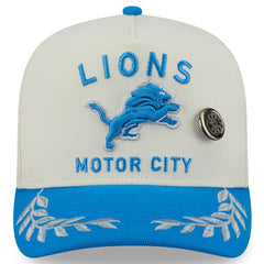 Detroit Lions New Era 2025 NFL Draft A-Frame 59FIFTY Fitted Hat Cream/Blue
