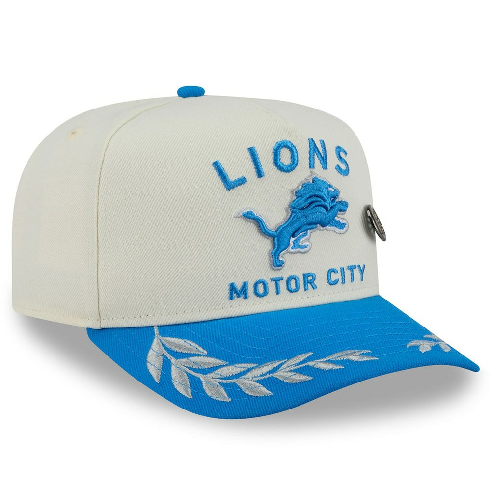 Detroit Lions New Era 2025 NFL Draft A-Frame 59FIFTY Fitted Hat Cream/Blue