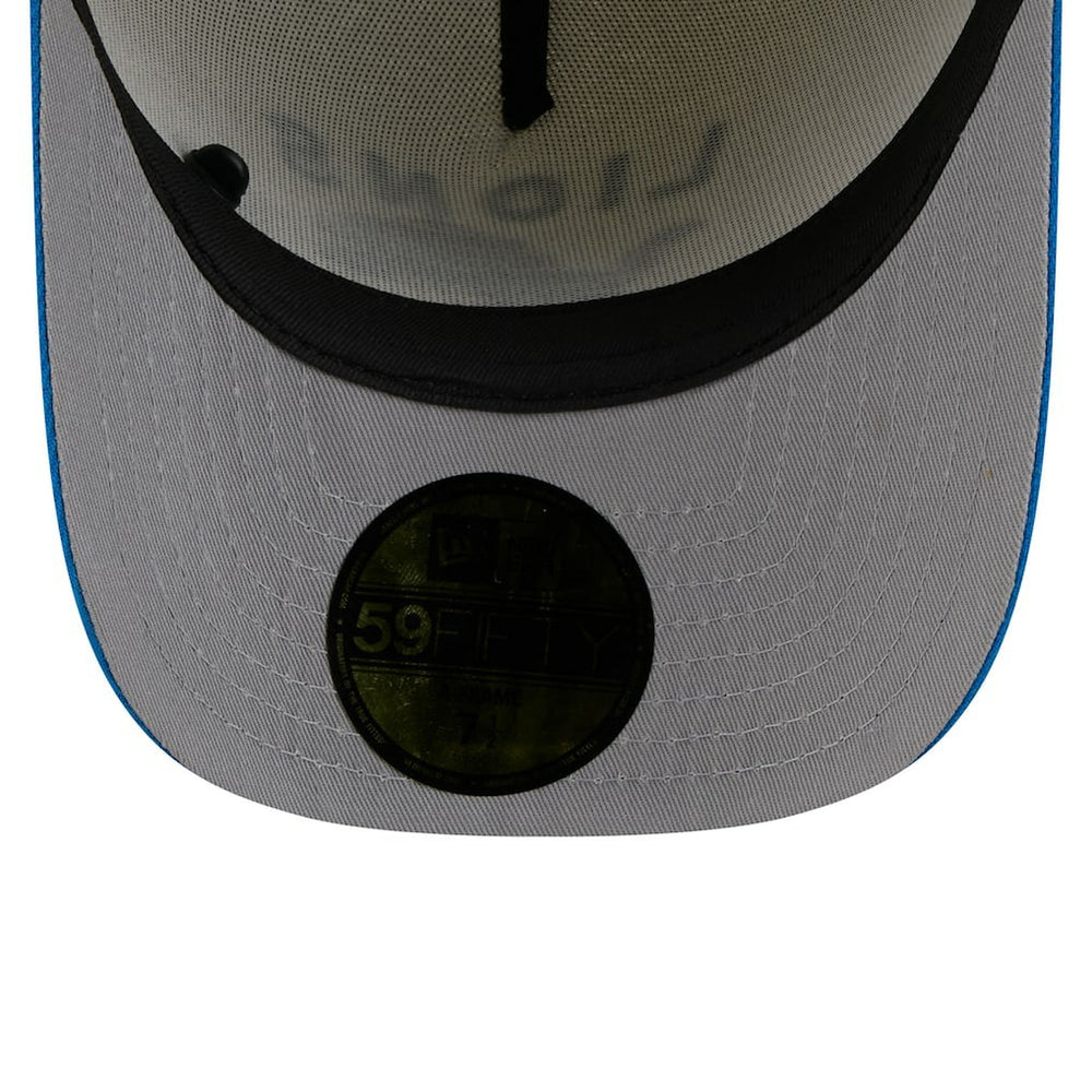 Detroit Lions New Era 2025 NFL Draft A-Frame 59FIFTY Fitted Hat Cream/Blue