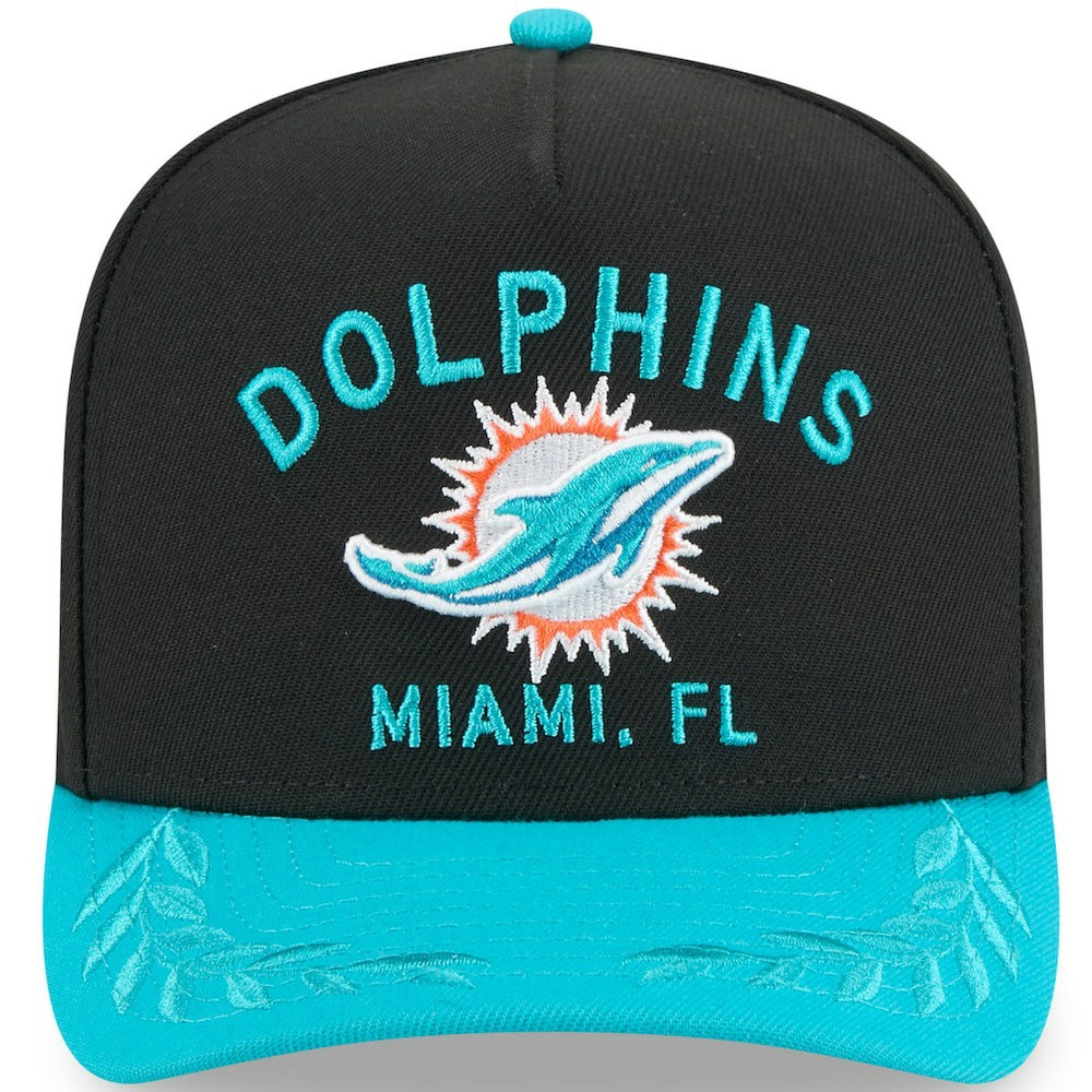 Miami Dolphins New Era 2025 NFL Draft A-Frame 9FIFTY Snapback Hat Black/Aqua
