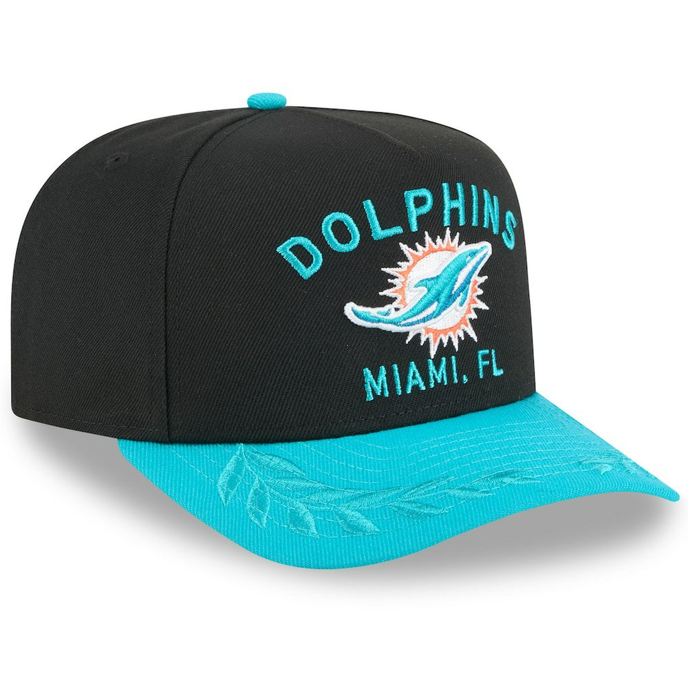 Miami Dolphins New Era 2025 NFL Draft A-Frame 9FIFTY Snapback Hat Black/Aqua
