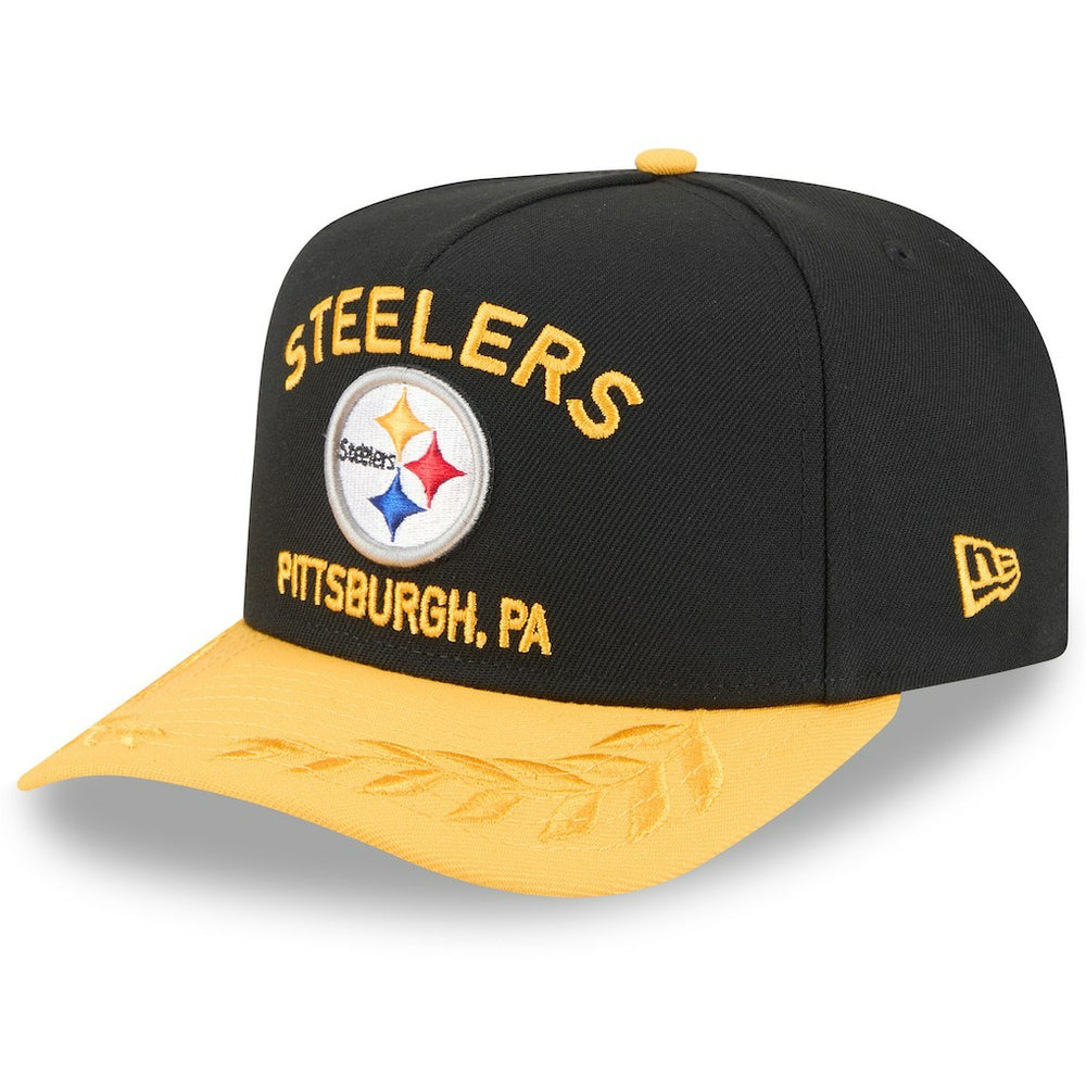 Pittsburgh Steelers New Era 2025 NFL Draft A-Frame 9FIFTY Snapback Hat Black/Gold