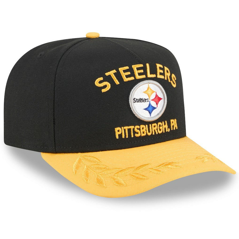 Pittsburgh Steelers New Era 2025 NFL Draft A-Frame 9FIFTY Snapback Hat Black/Gold