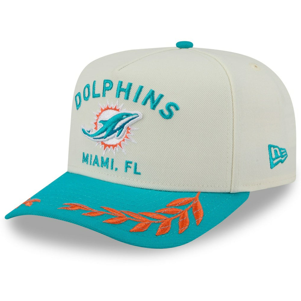 Miami Dolphins New Era 2025 NFL Draft A-Frame 9FIFTY Snapback Hat Cream/Aqua