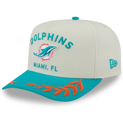 Miami Dolphins New Era 2025 NFL Draft A-Frame 9FIFTY Snapback Hat Cream/Aqua