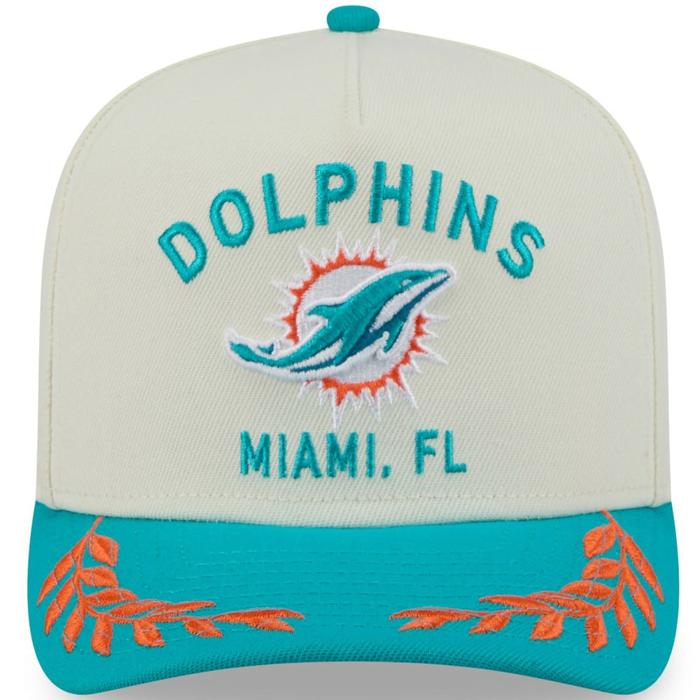 Miami Dolphins New Era 2025 NFL Draft A-Frame 9FIFTY Snapback Hat Cream/Aqua