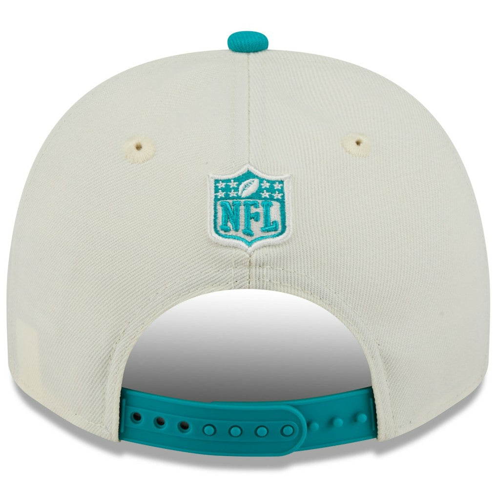 Miami Dolphins New Era 2025 NFL Draft A-Frame 9FIFTY Snapback Hat Cream/Aqua