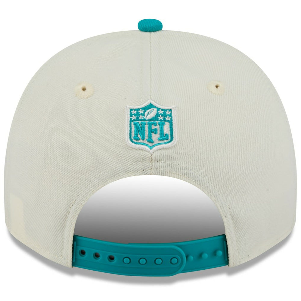 Miami Dolphins New Era 2025 NFL Draft A-Frame 9FIFTY Snapback Hat Cream/Aqua