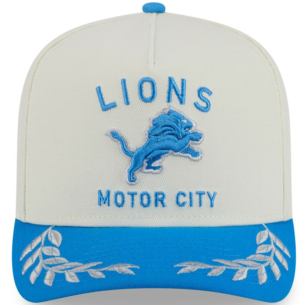 Detroit Lions New Era 2025 NFL Draft A-Frame 9FIFTY Snapback Hat Cream/Blue