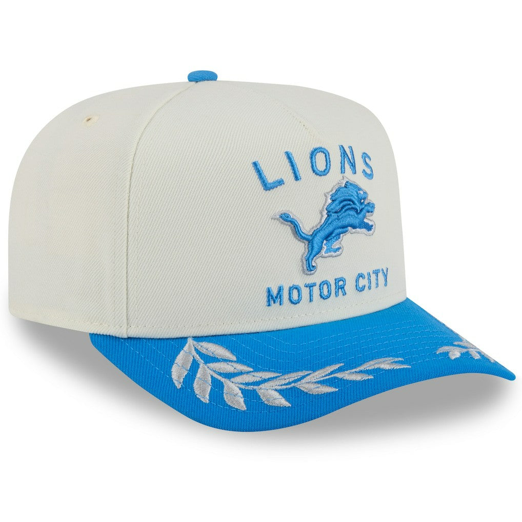 Detroit Lions New Era 2025 NFL Draft A-Frame 9FIFTY Snapback Hat Cream/Blue