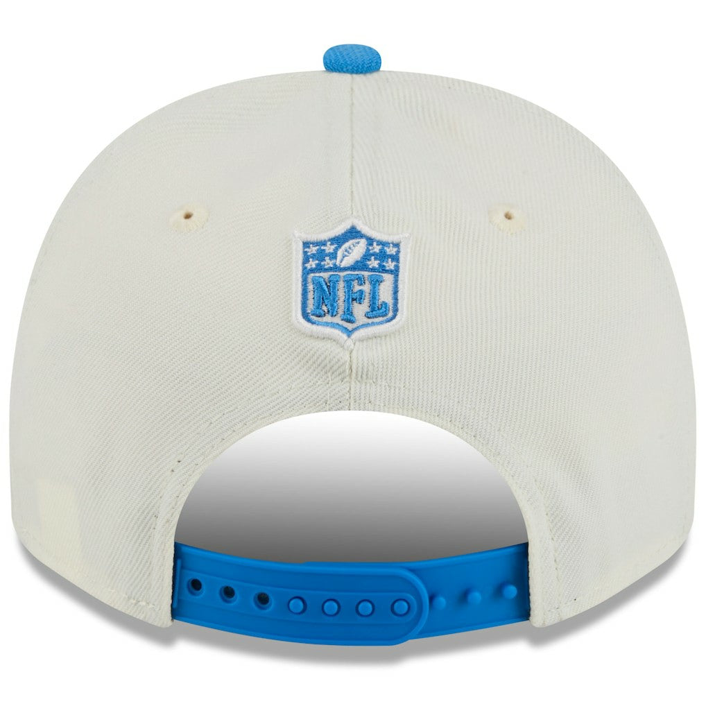 Detroit Lions New Era 2025 NFL Draft A-Frame 9FIFTY Snapback Hat Cream/Blue