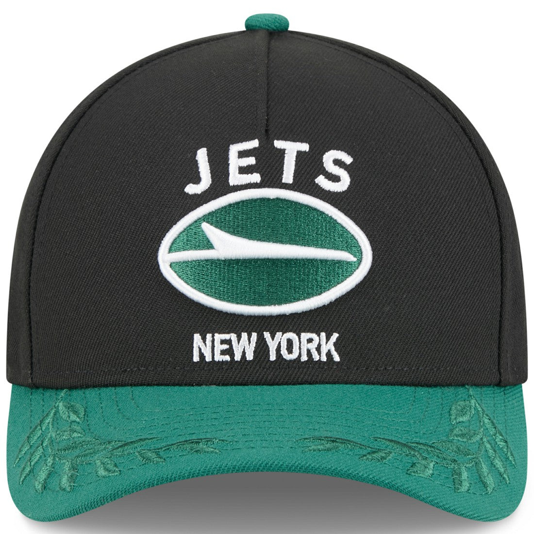 New York Jets New Era 2025 NFL Draft 9FORTY A-Frame M-Crown Adjustable Hat Black/Green