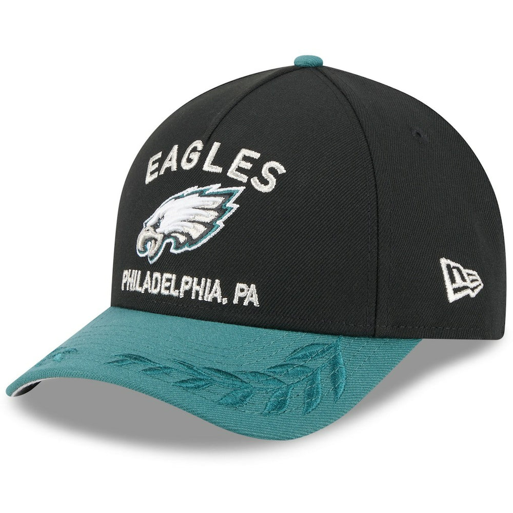 Philadelphia Eagles New Era 2025 NFL Draft 9FORTY A-Frame M-Crown Adjustable Hat Black/Midnight Green