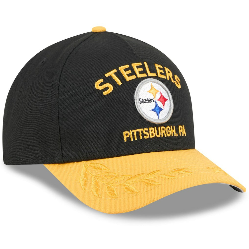 Pittsburgh Steelers New Era 2025 NFL Draft 9FORTY A-Frame M-Crown Adjustable Hat Black/Gold
