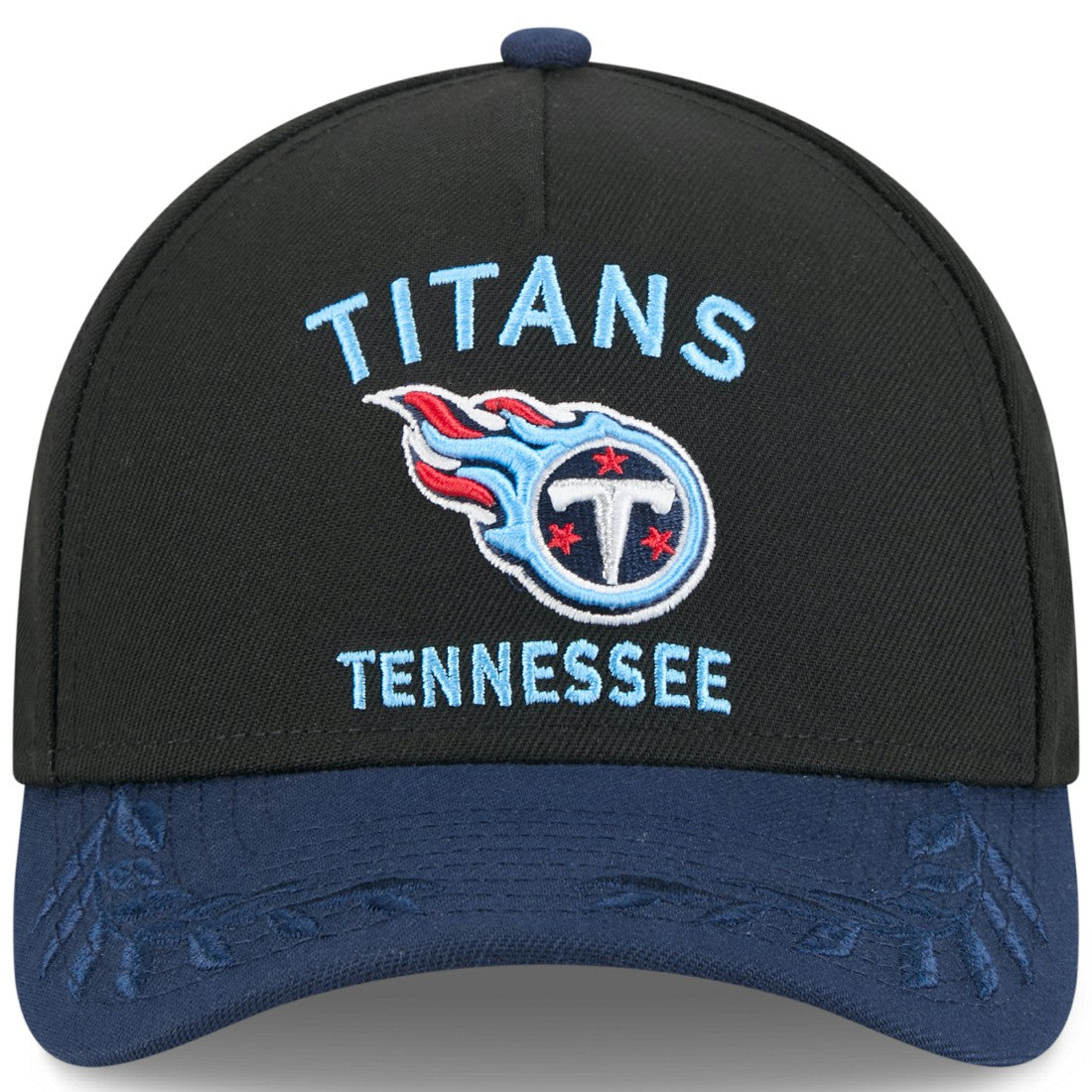 Tennessee Titans New Era 2025 NFL Draft 9FORTY A-Frame M-Crown Adjustable Hat Black/Navy