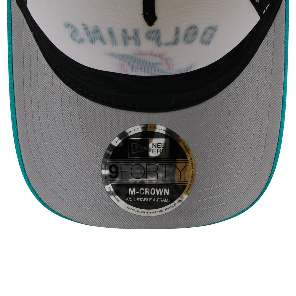 Miami Dolphins New Era 2025 NFL Draft 9FORTY A-Frame M-Crown Adjustable Hat Cream/Aqua