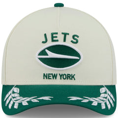 New York Jets New Era 2025 NFL Draft 9FORTY A-Frame M-Crown Adjustable Hat Cream/Green