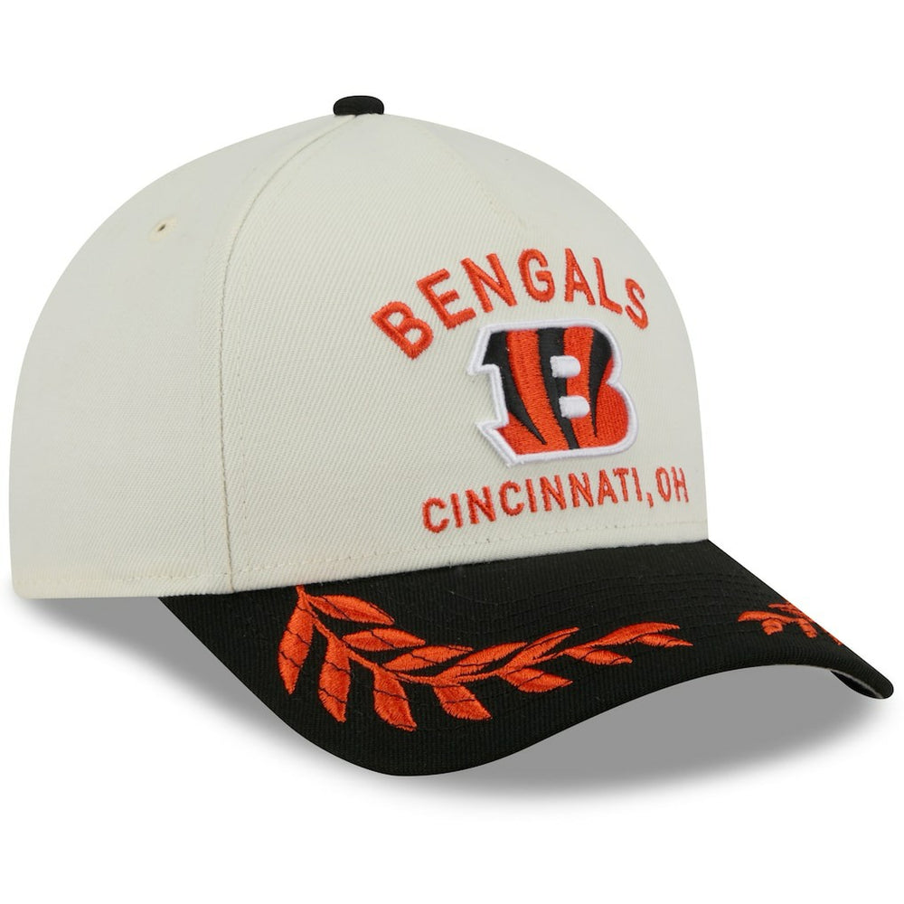 Cincinnati Bengals New Era 2025 NFL Draft 9FORTY A-Frame M-Crown Adjustable Hat Cream/Black
