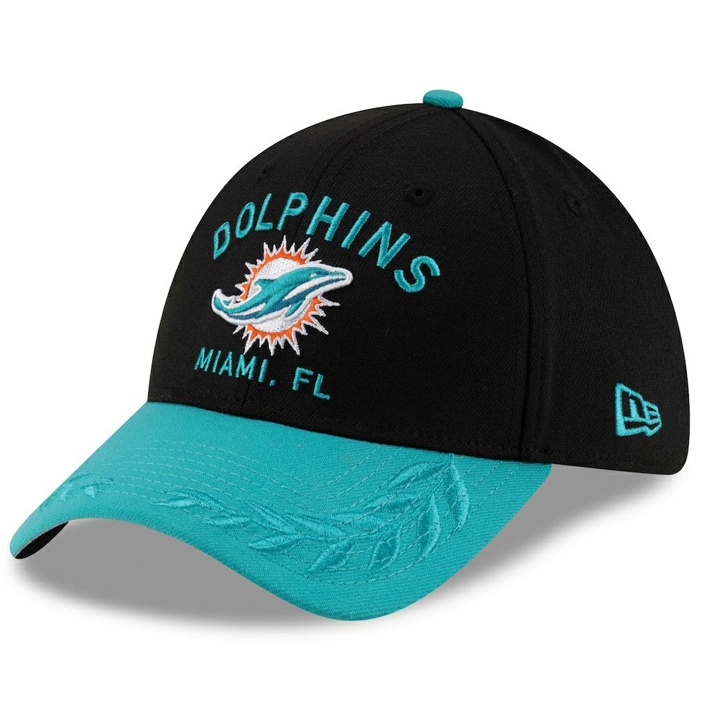 Miami Dolphins New Era 2025 NFL Draft 39THIRTY Flex Hat Black/Aqua