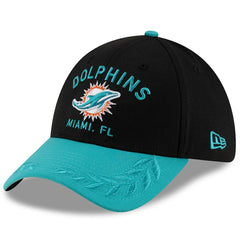 Miami Dolphins New Era 2025 NFL Draft 39THIRTY Flex Hat Black/Aqua