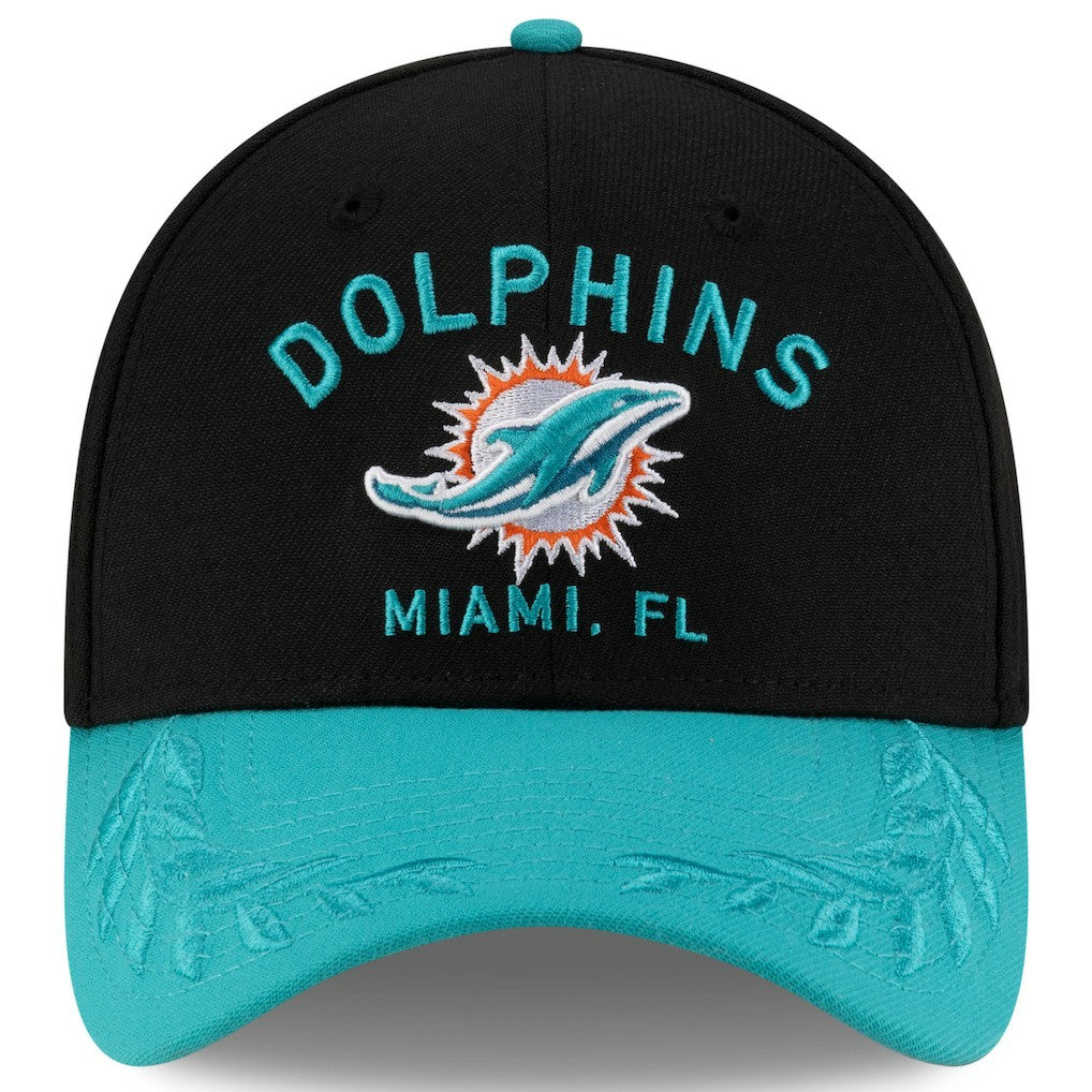 Miami Dolphins New Era 2025 NFL Draft 39THIRTY Flex Hat Black/Aqua