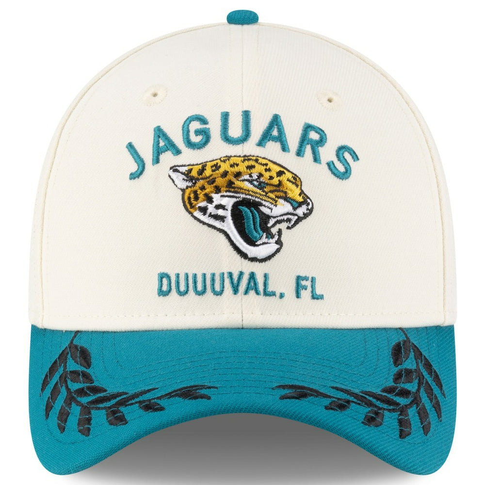 Jacksonville Jaguars New Era 2025 NFL Draft 39THIRTY Flex Hat Cream/Teal