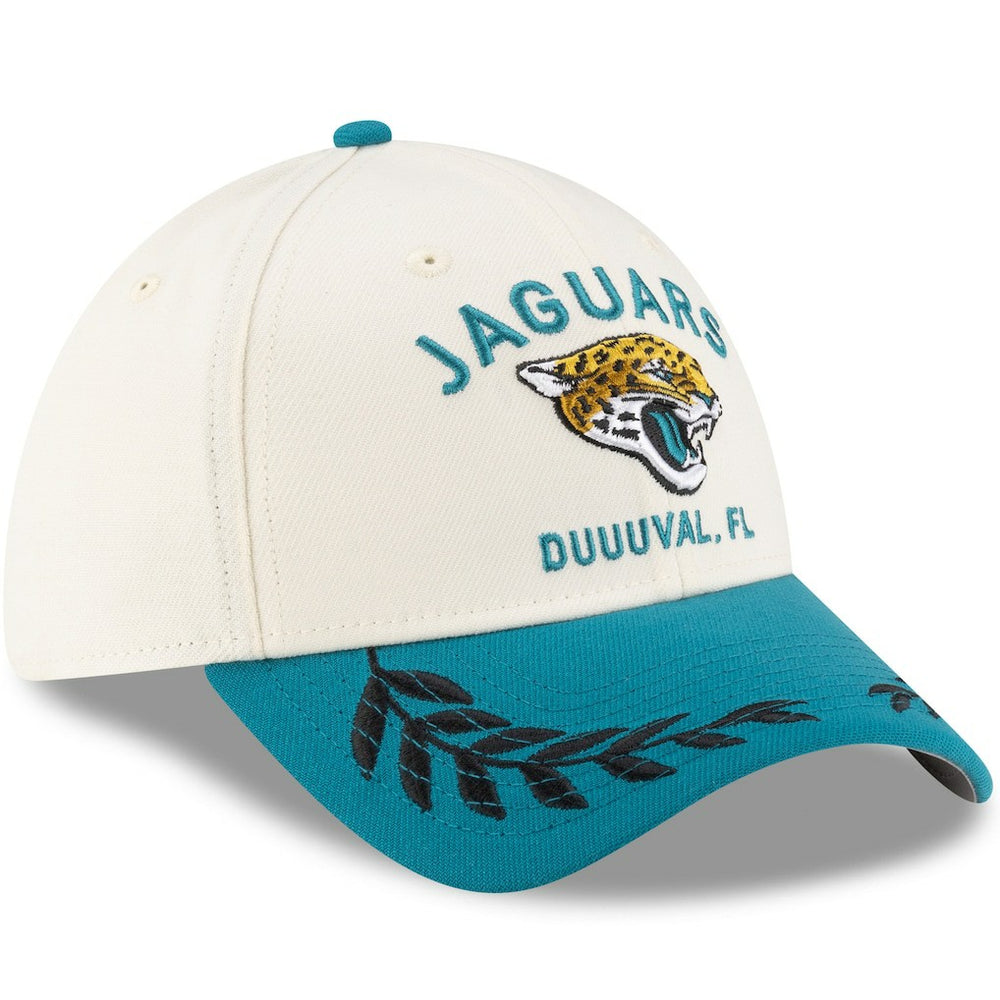 Jacksonville Jaguars New Era 2025 NFL Draft 39THIRTY Flex Hat Cream/Teal