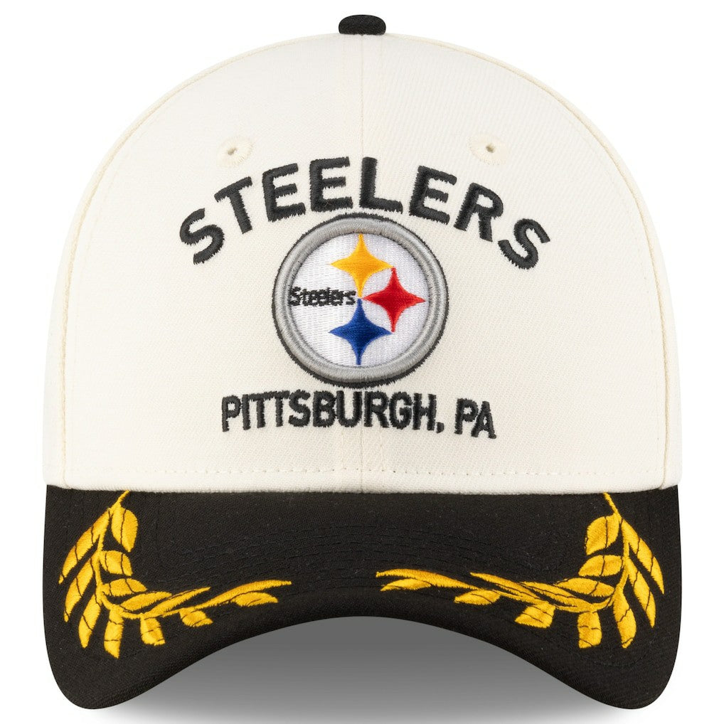 Pittsburgh Steelers New Era 2025 NFL Draft 39THIRTY Flex Hat Cream/Black