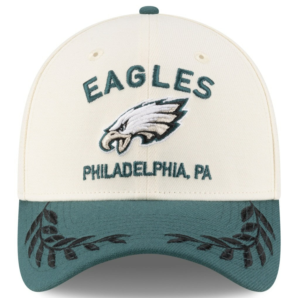 Philadelphia Eagles New Era 2025 NFL Draft 39THIRTY Flex Hat Cream/Midnight Green