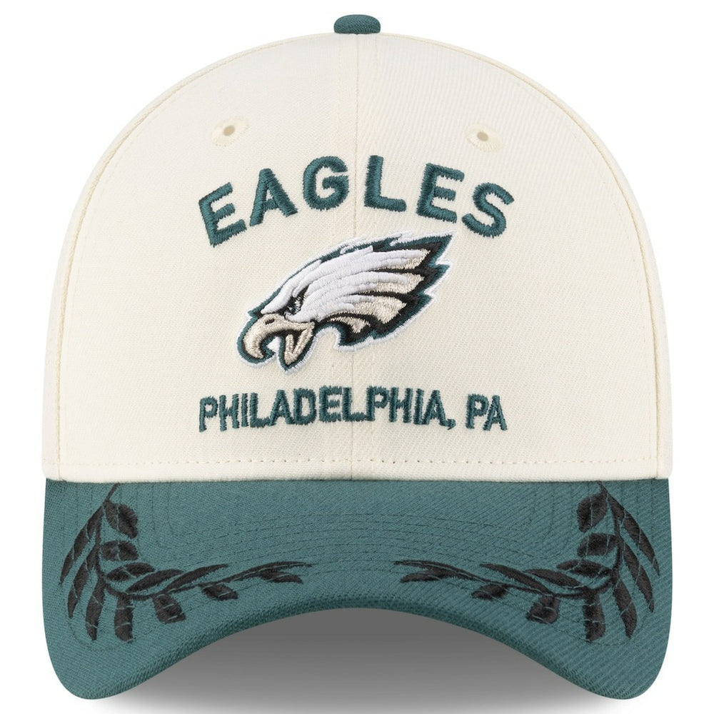 Philadelphia Eagles New Era 2025 NFL Draft 39THIRTY Flex Hat Cream/Midnight Green