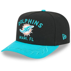 Miami Dolphins New Era Youth 2025 NFL Draft A-Frame 9FIFTY Snapback Hat Black/Aqua