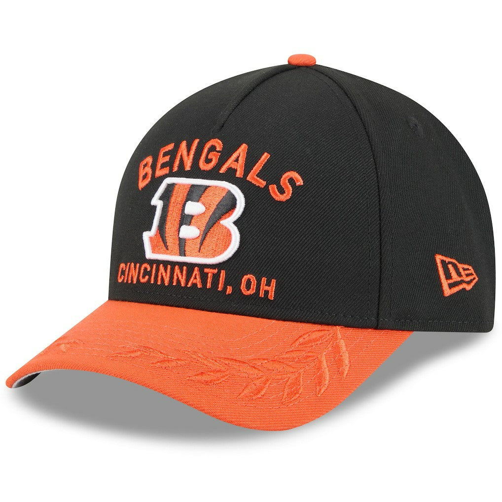 Cincinnati Bengals New Era Youth 2025 NFL Draft 9FORTY A-Frame M-Crown Adjustable Hat Black/Orange