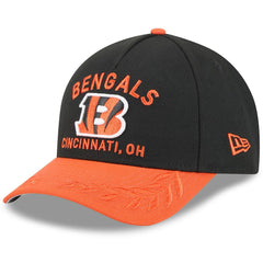 Cincinnati Bengals New Era Youth 2025 NFL Draft 9FORTY A-Frame M-Crown Adjustable Hat Black/Orange