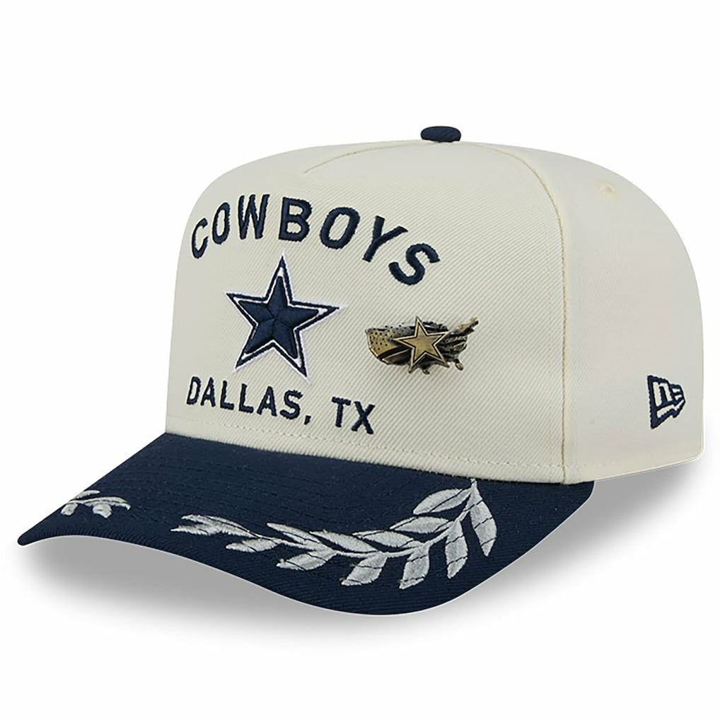 Dallas Cowboys New Era 2025 NFL Draft A-Frame 59FIFTY Fitted Hat Cream/Navy
