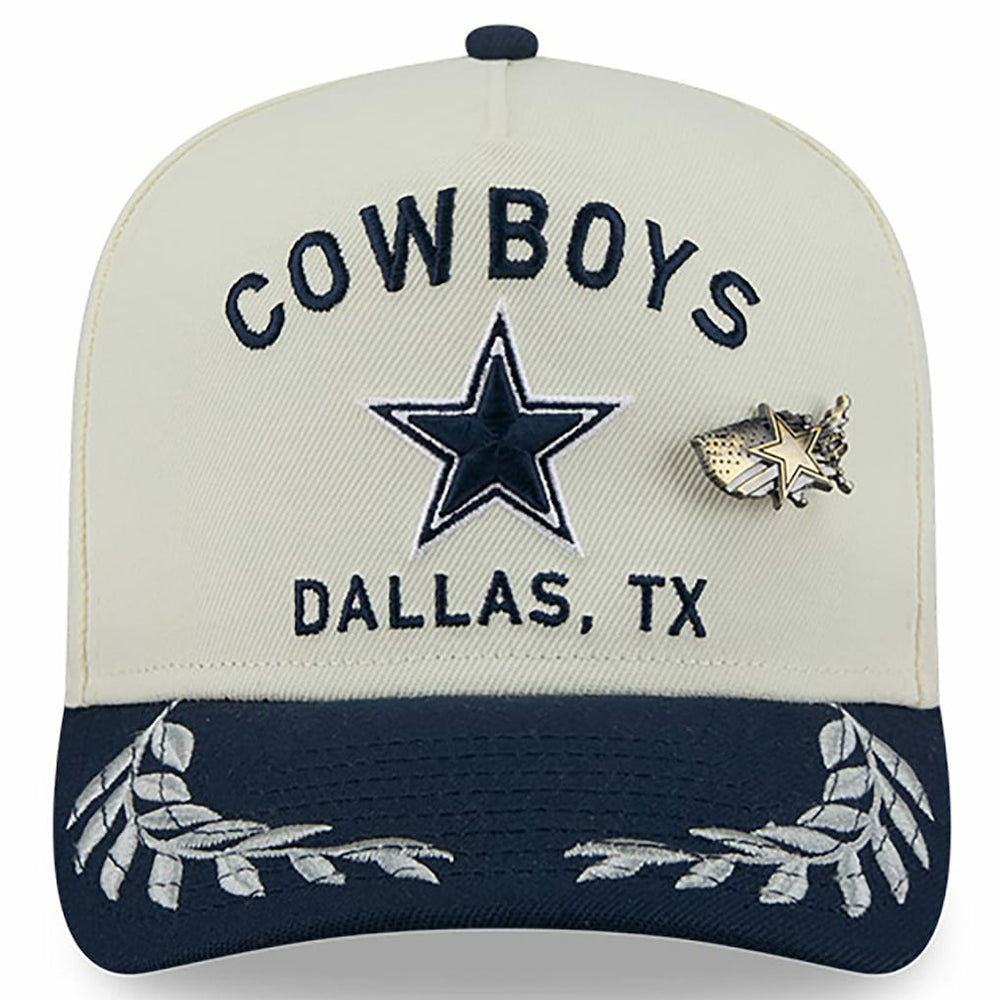 Dallas Cowboys New Era 2025 NFL Draft A-Frame 59FIFTY Fitted Hat Cream/Navy