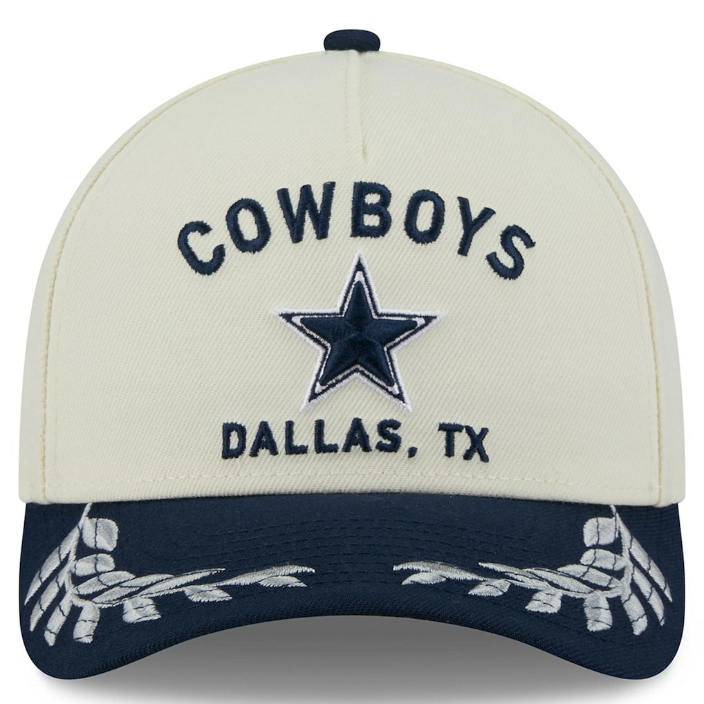 Dallas Cowboys New Era 2025 NFL Draft 9FORTY A-Frame M-Crown Adjustable Hat Cream/Navy