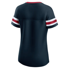 Houston Texans Women's Iconic Bling Athena Lace-Up V-Neck T-Shirt Navy